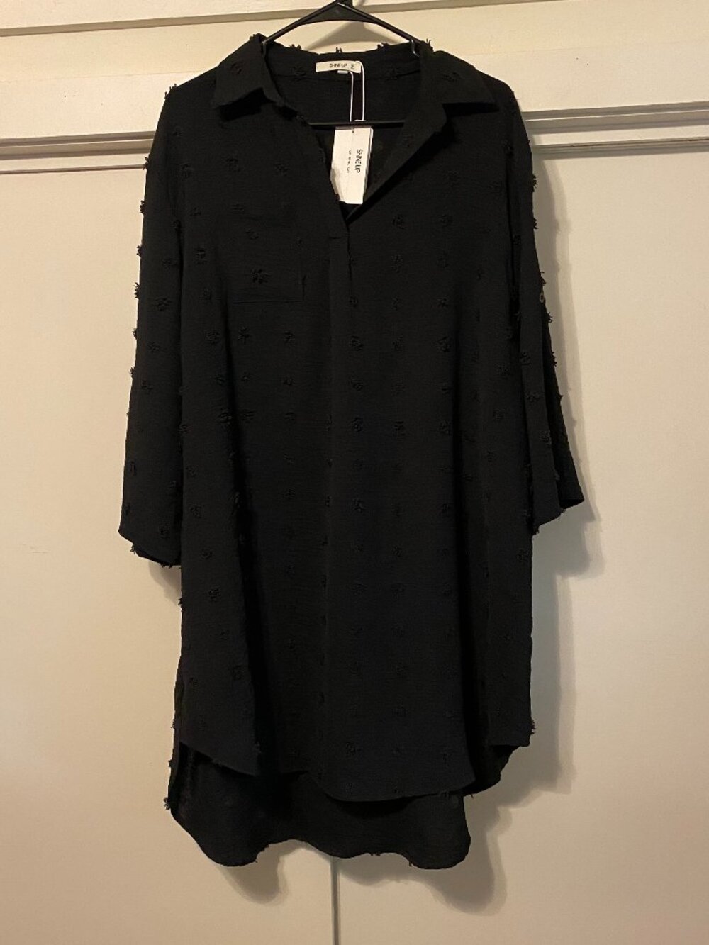 NWT -Shine Up, black, Swiss dot material tunic, size 2XL
